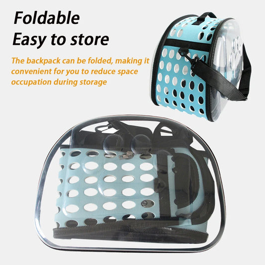 ClearPaws Carrier: Foldable Transparent Pet Shoulder Bag for Travel