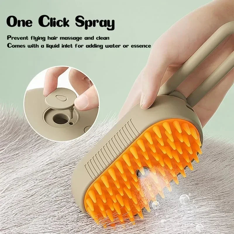 Steamy Dog Brush Electric Spray Cat Hair Brush 3 in1