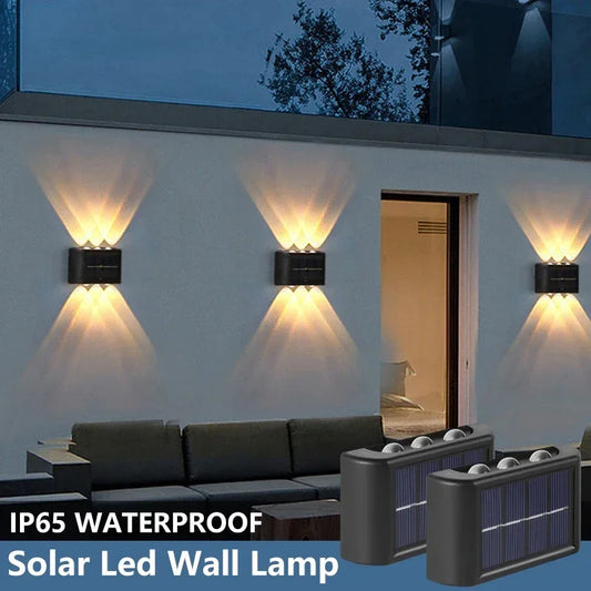 1pc 6LED Outdoor solar waterproof Solar Led lights Courtyard street landscape garden decorative wall lights
